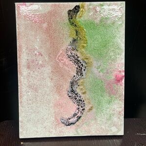 Abstract Pink and Green Mixed Media Wall Art  snake ( transformation & rebirth)